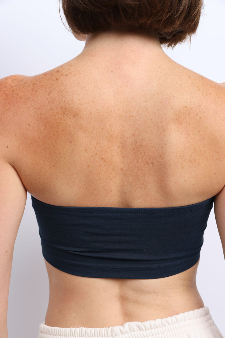 Navy Strapless Top