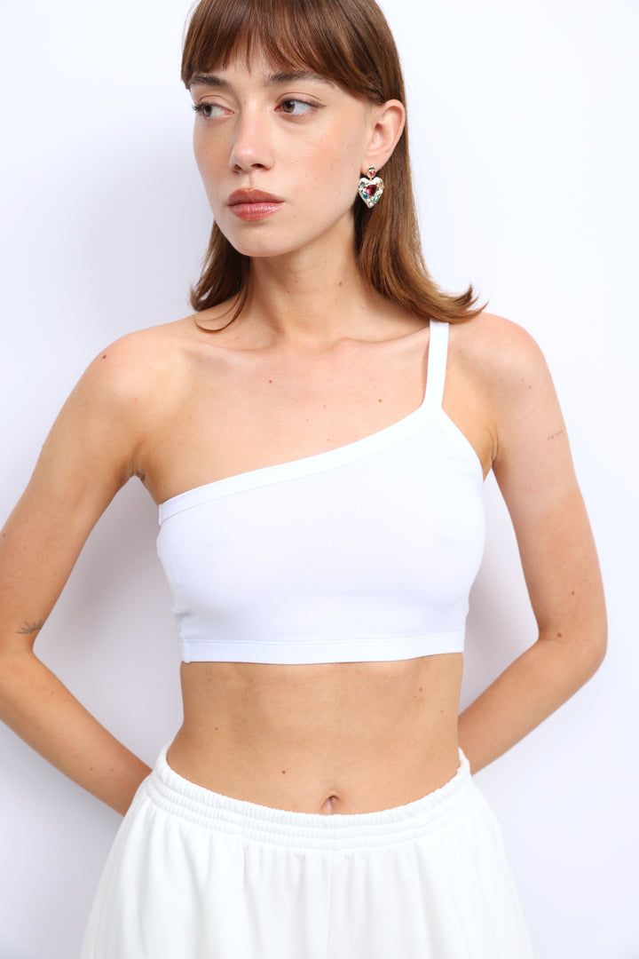White One Shoulder Bralette