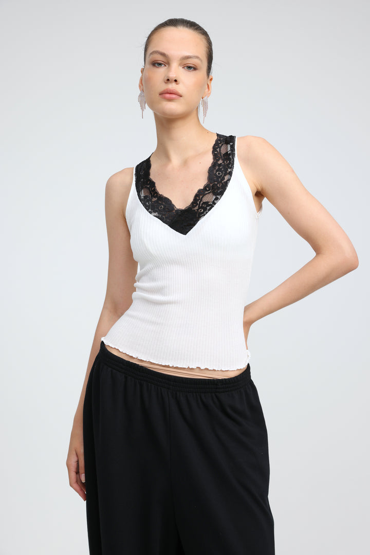 Sweetheart White/Black Tank