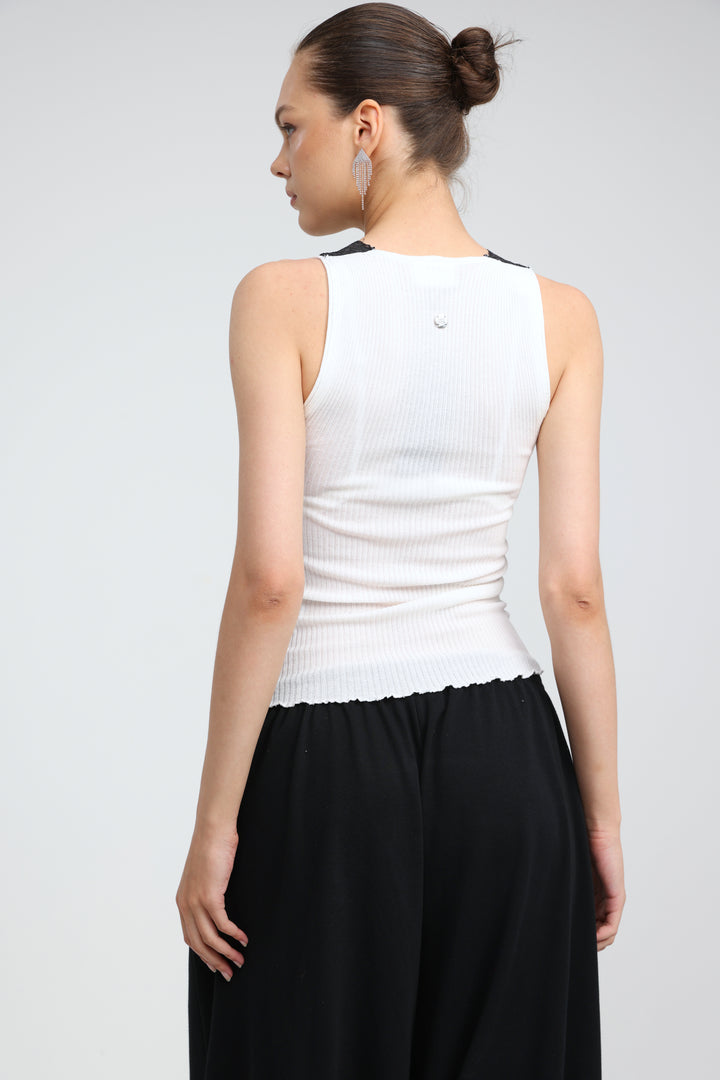 Sweetheart White/Black Tank