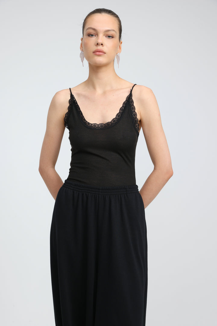 Soft Rib Black Bodysuit