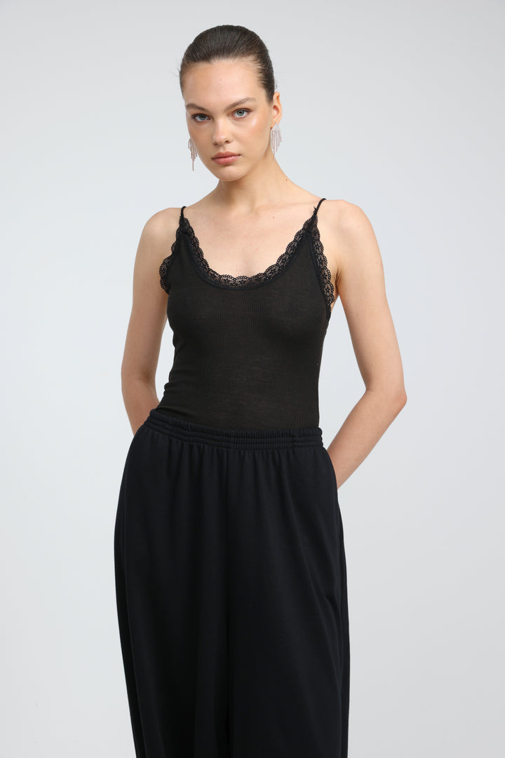 Soft Rib Black Bodysuit