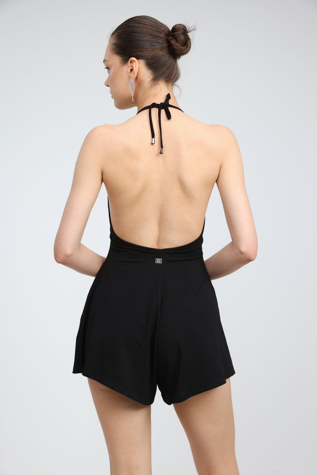 Halter Black Short Jumpsuit