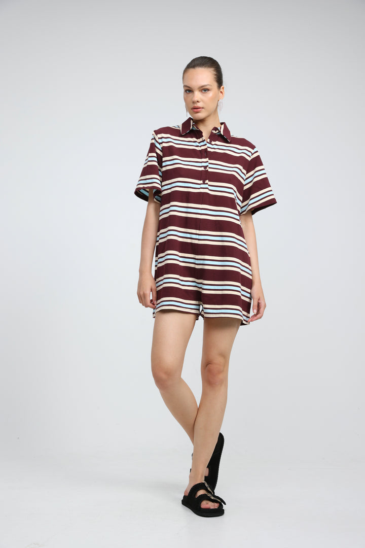 JellyBloom Wine Striped Jumpsuit