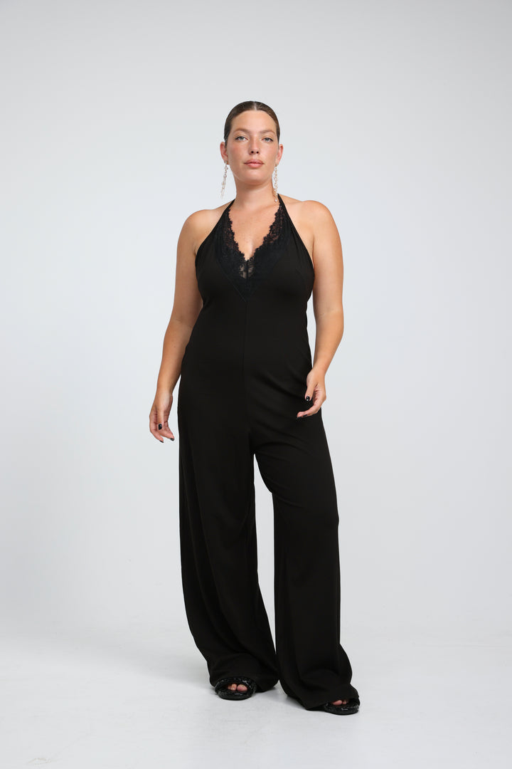 Halter Black Wide Leg Jumpsuit