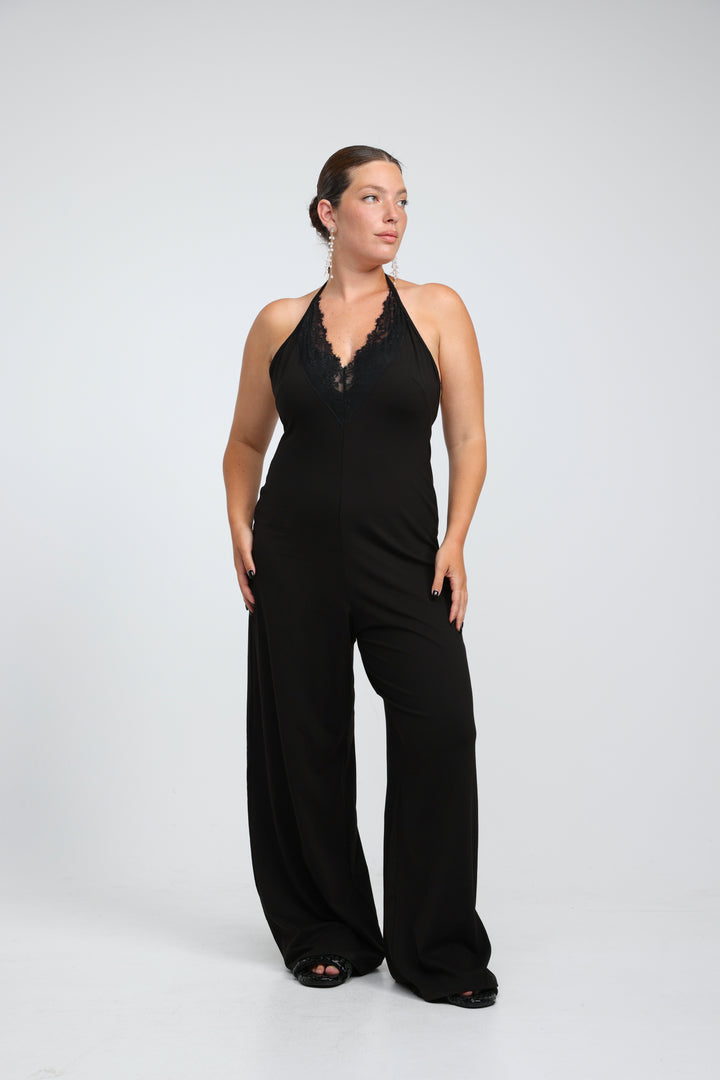 Halter Black Wide Leg Jumpsuit