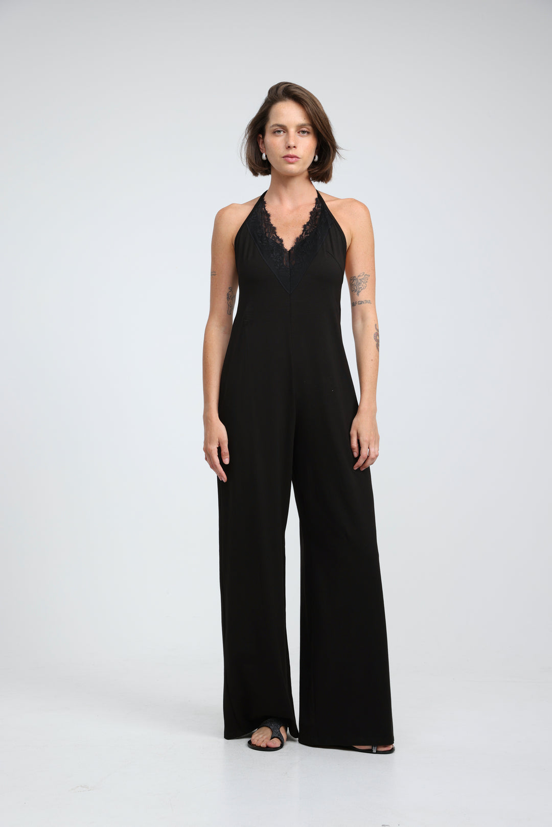 Halter Black Wide Leg Jumpsuit