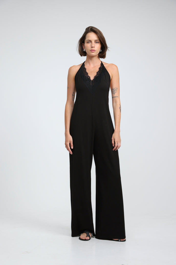 Halter Black Wide Leg Jumpsuit