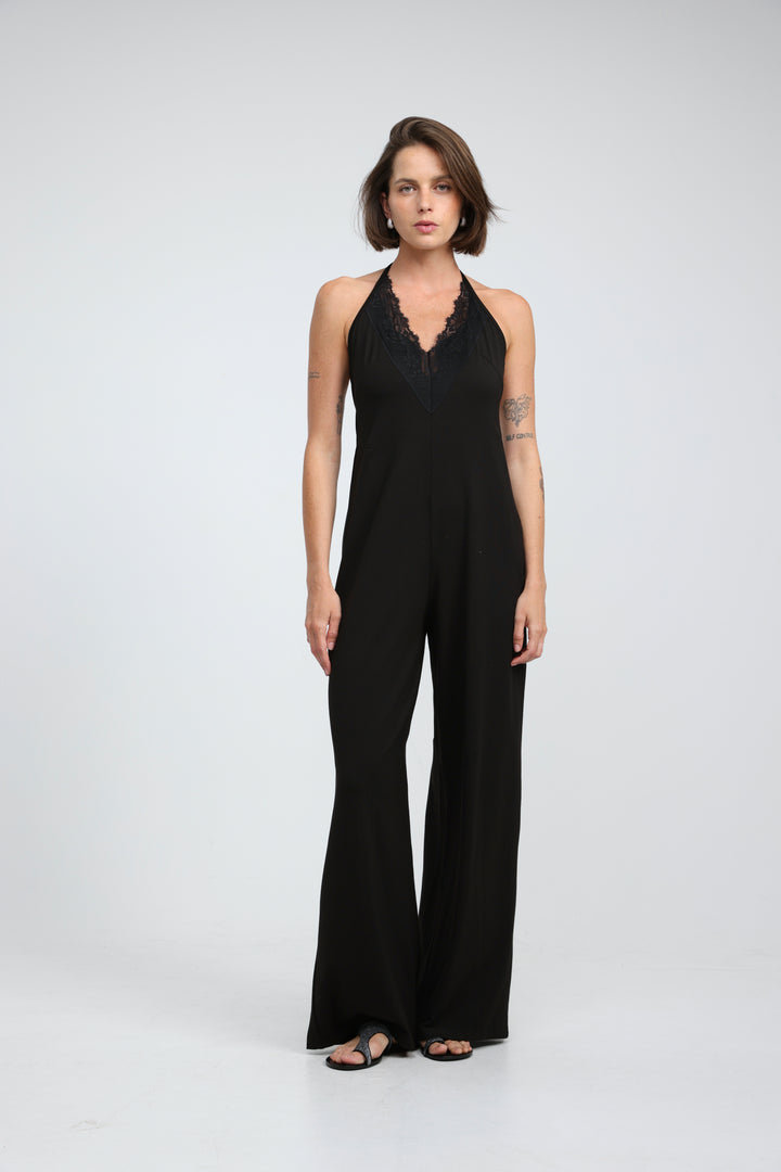 Halter Black Wide Leg Jumpsuit