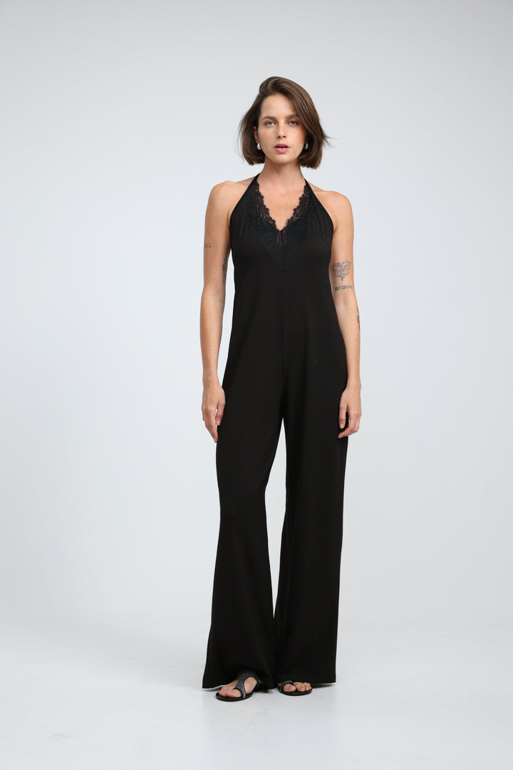 Halter Black Wide Leg Jumpsuit