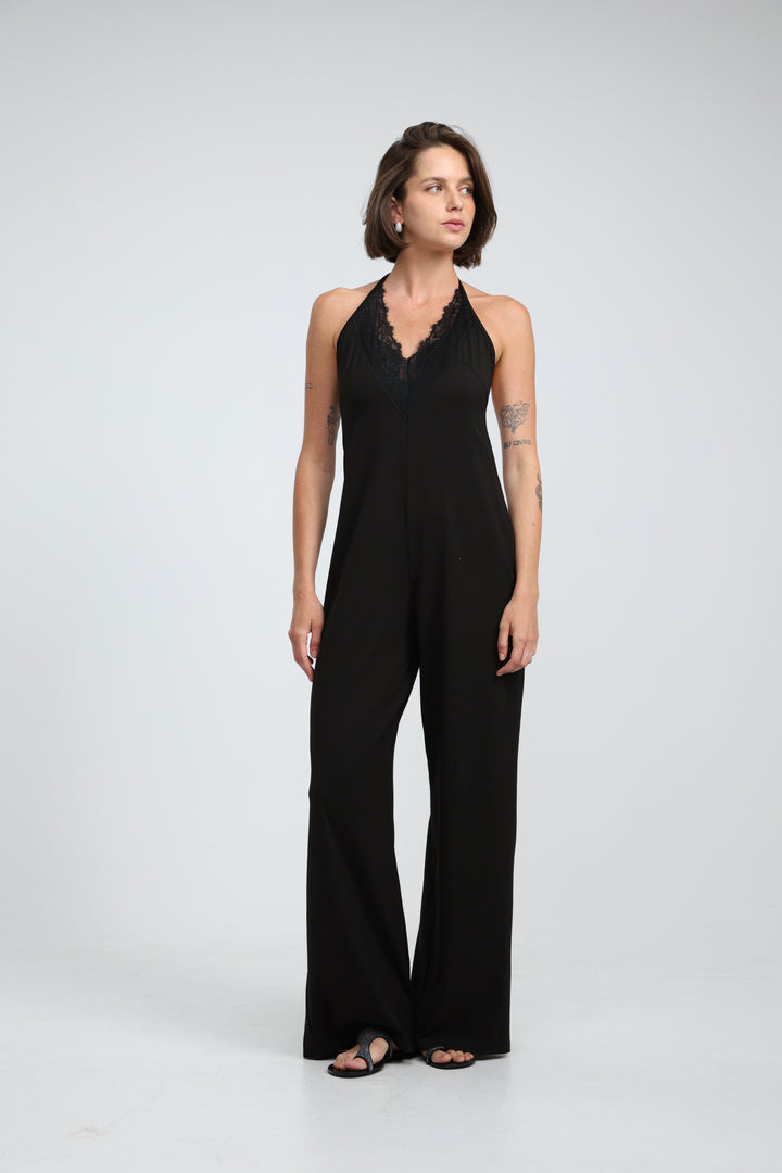 Halter Black Wide Leg Jumpsuit