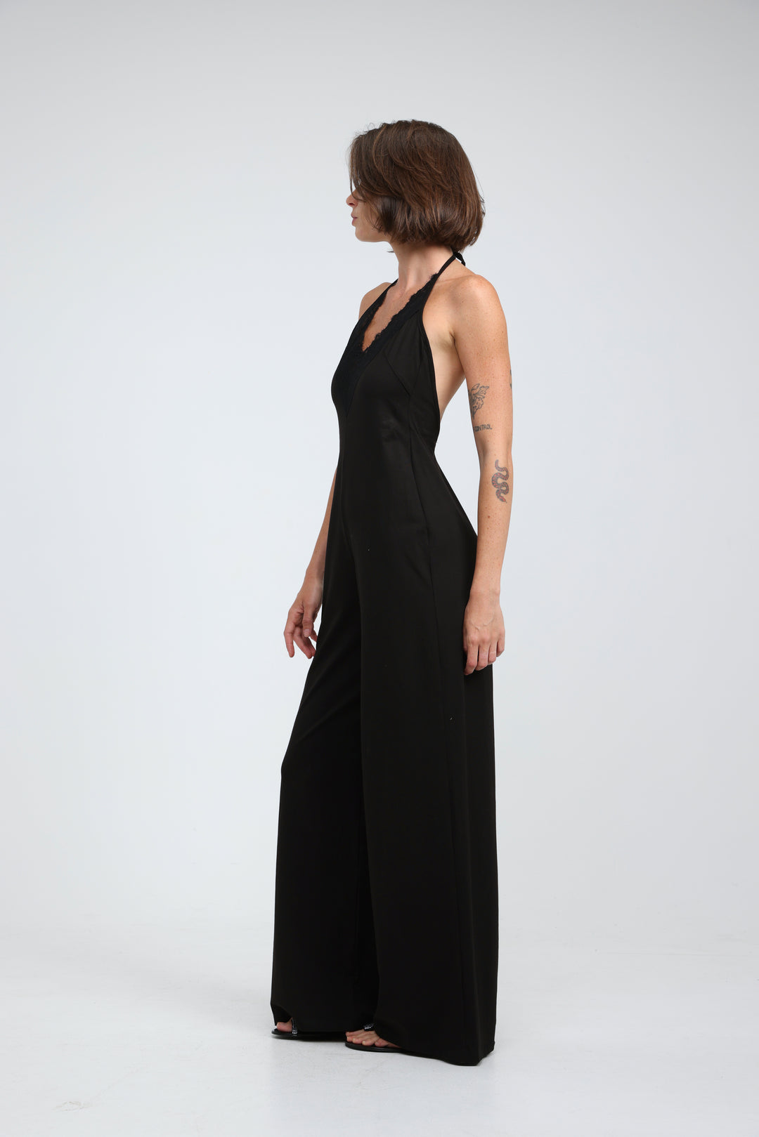 Halter Black Wide Leg Jumpsuit