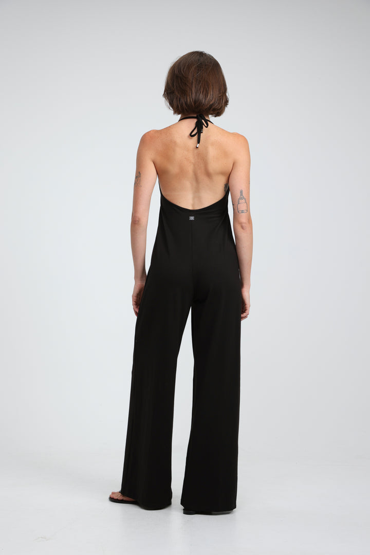 Halter Black Wide Leg Jumpsuit