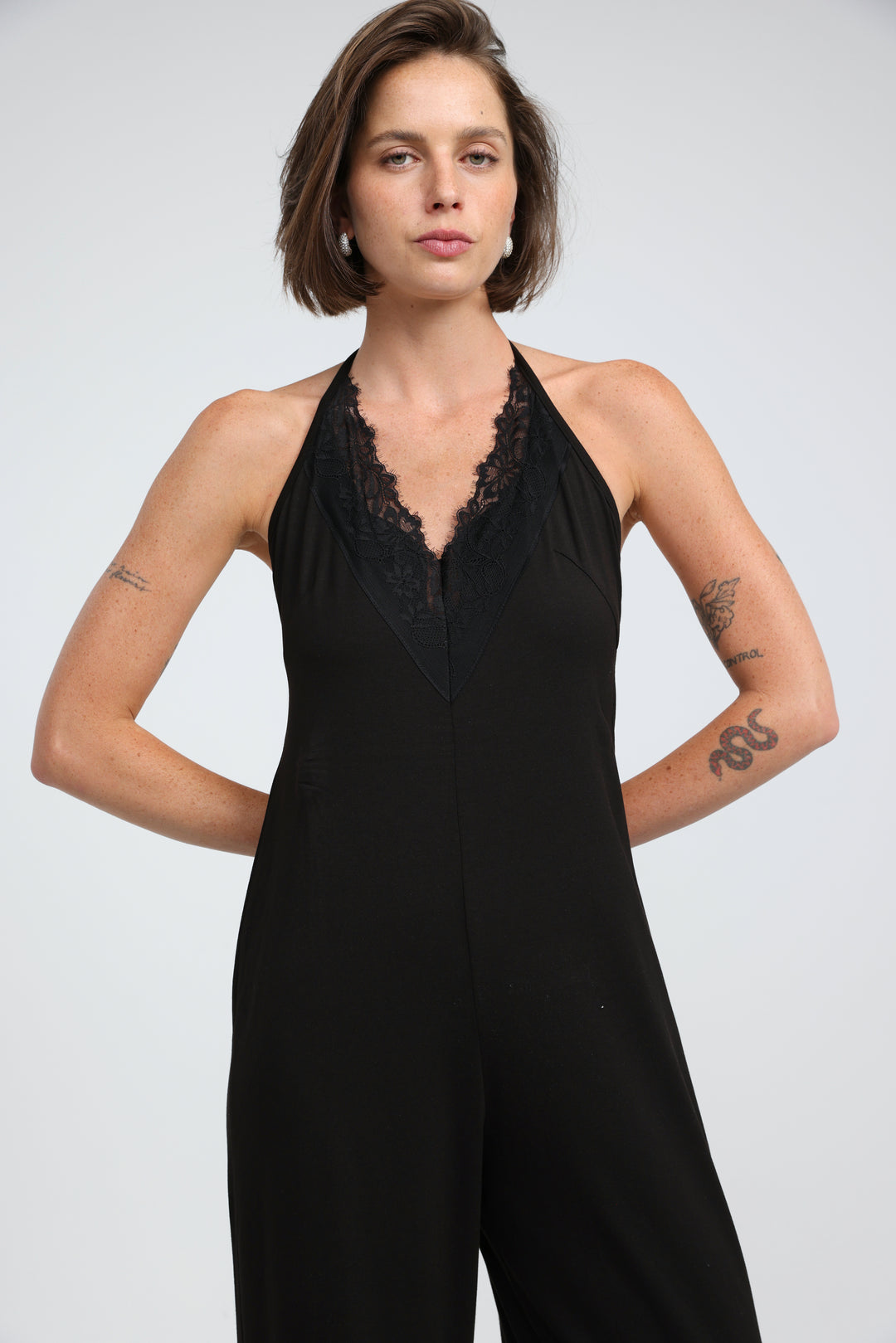 Halter Black Wide Leg Jumpsuit