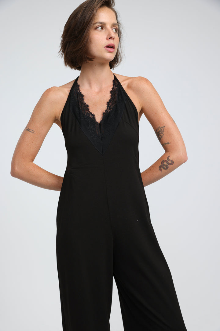 Halter Black Wide Leg Jumpsuit