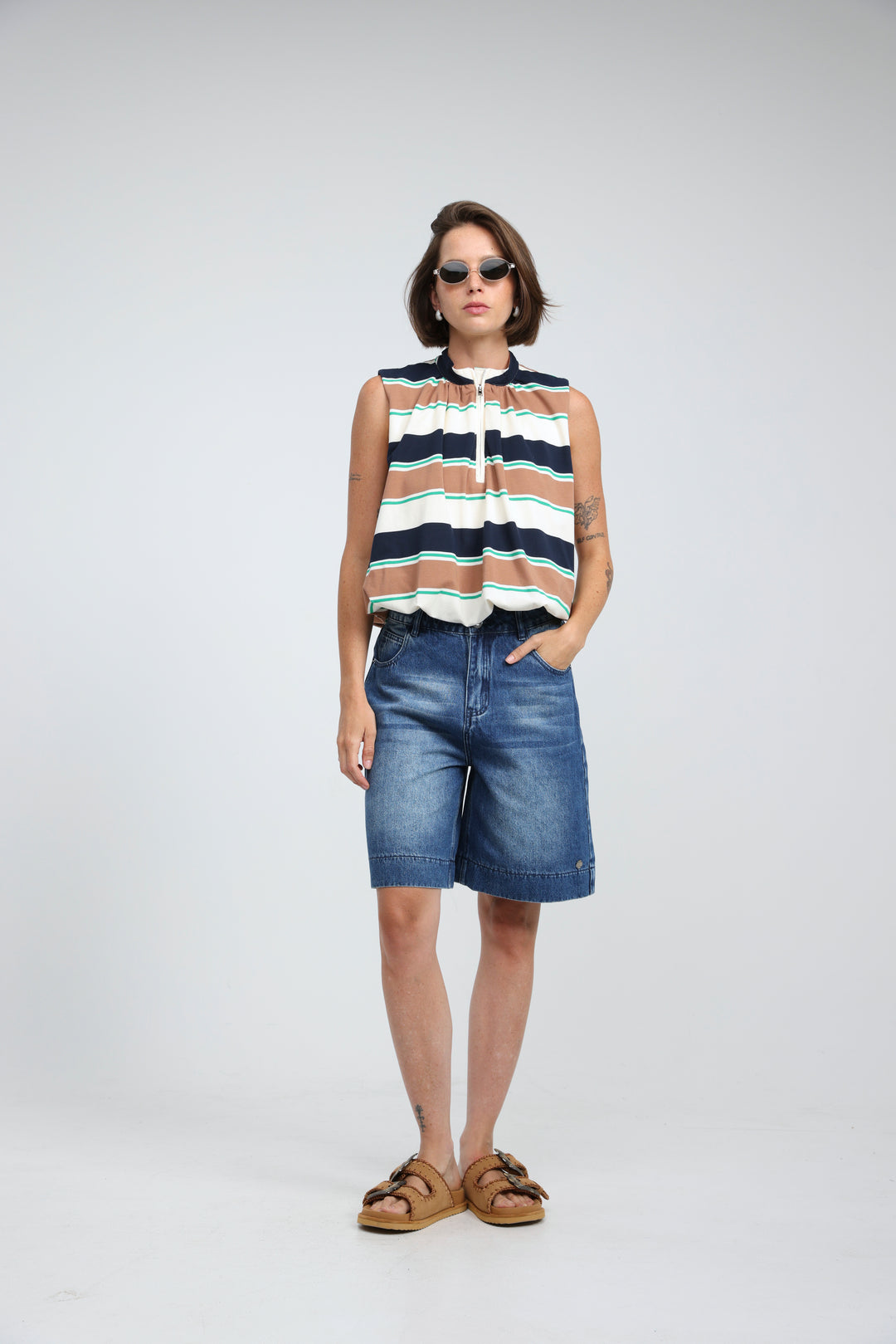 Cherish Brown Striped Tank