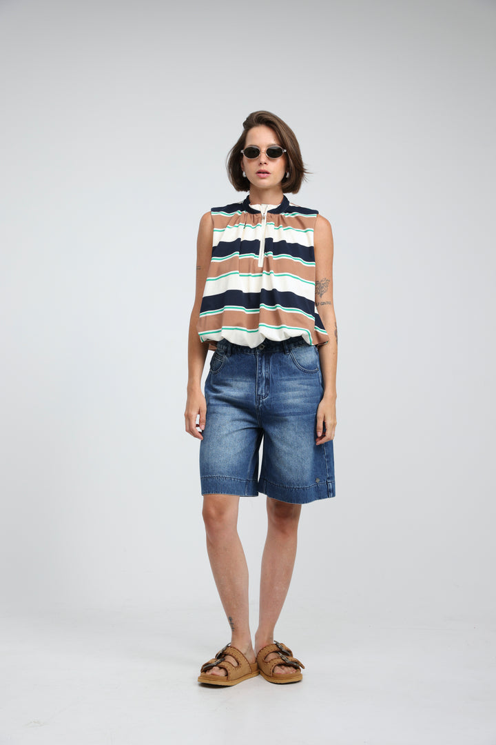 Cherish Brown Striped Tank