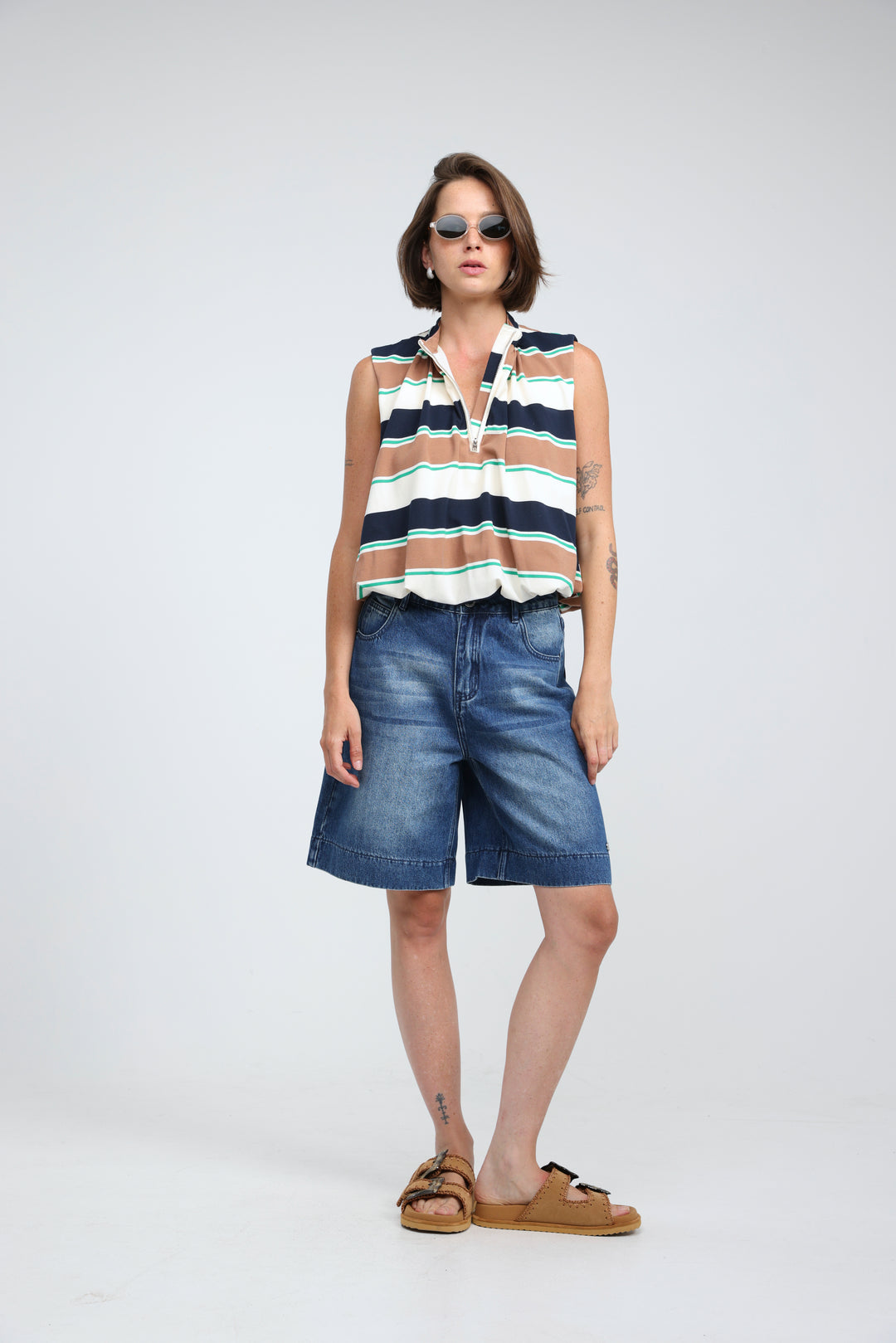 Cherish Brown Striped Tank