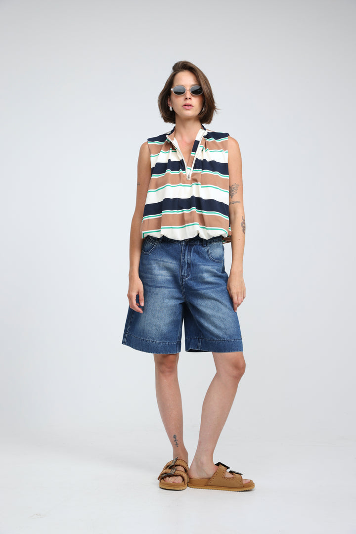 Cherish Brown Striped Tank