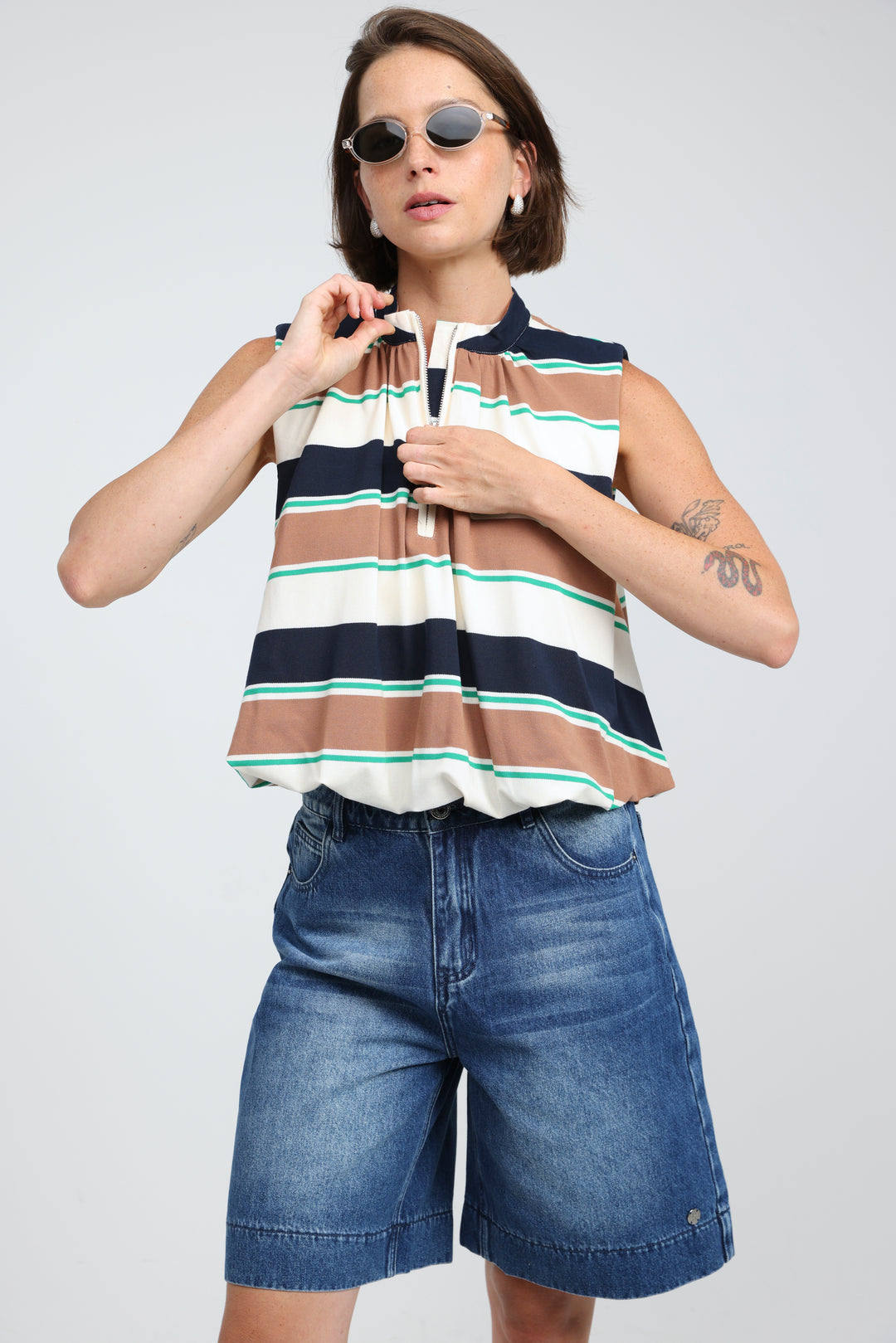 Cherish Brown Striped Tank
