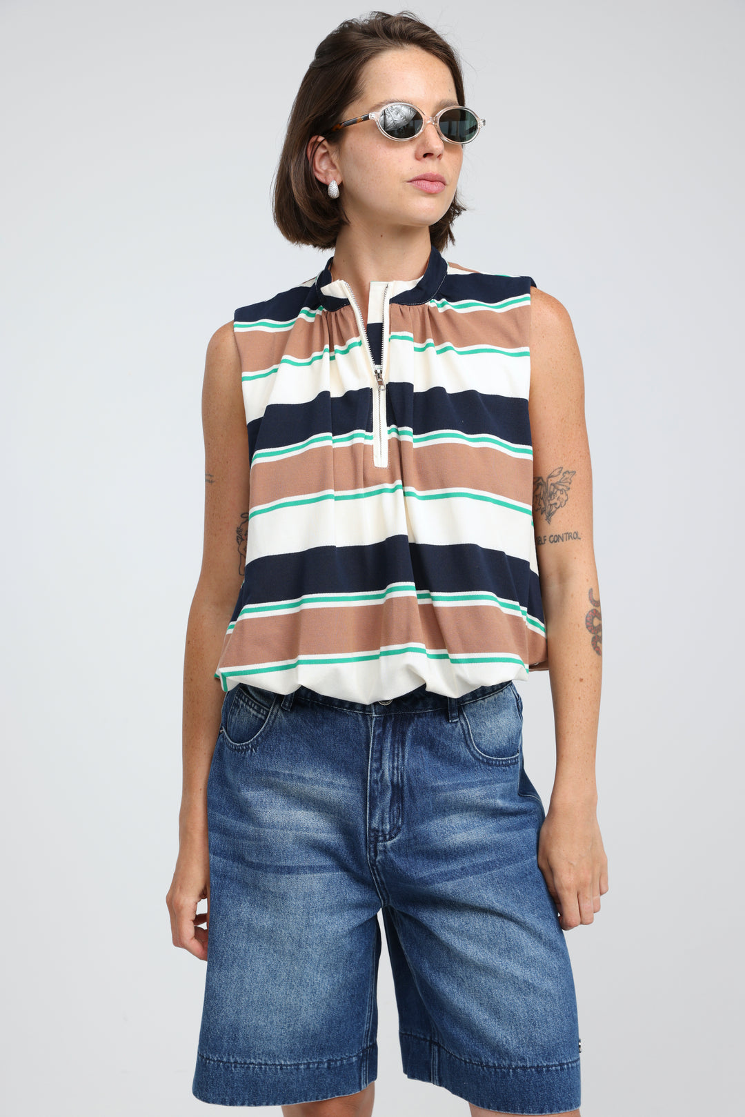 Cherish Brown Striped Tank