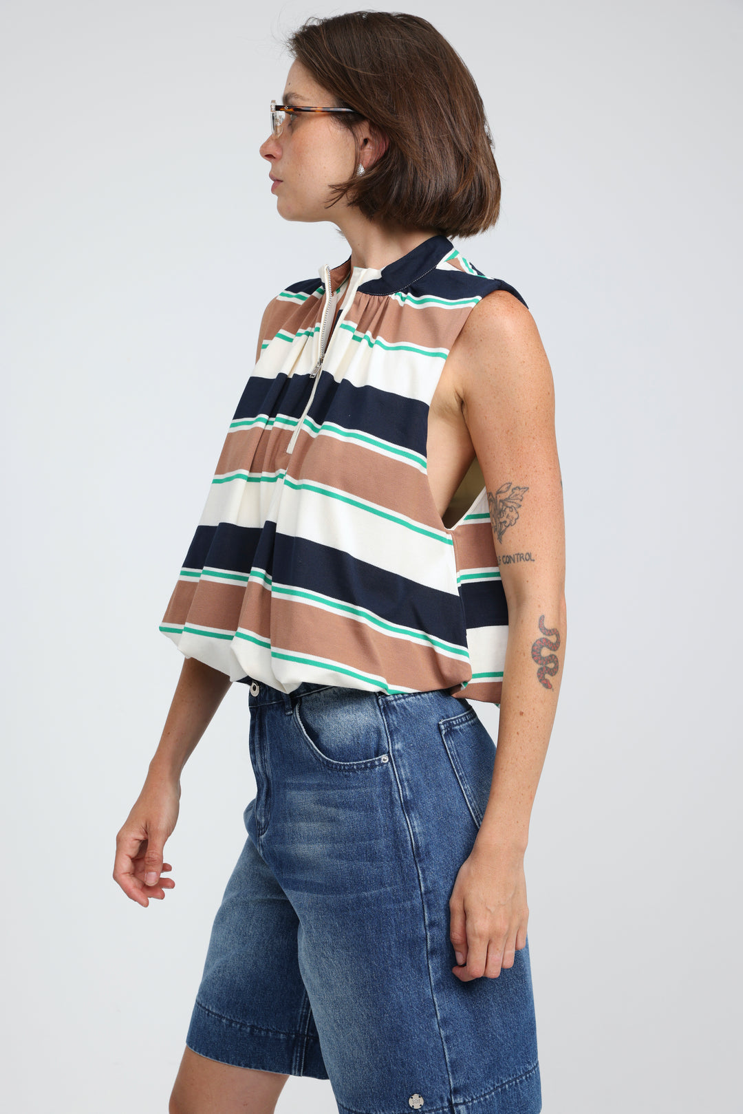 Cherish Brown Striped Tank