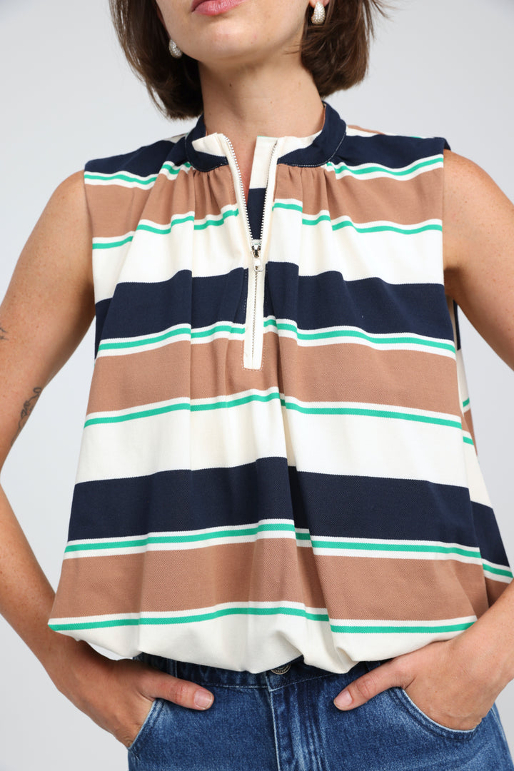 Cherish Brown Striped Tank