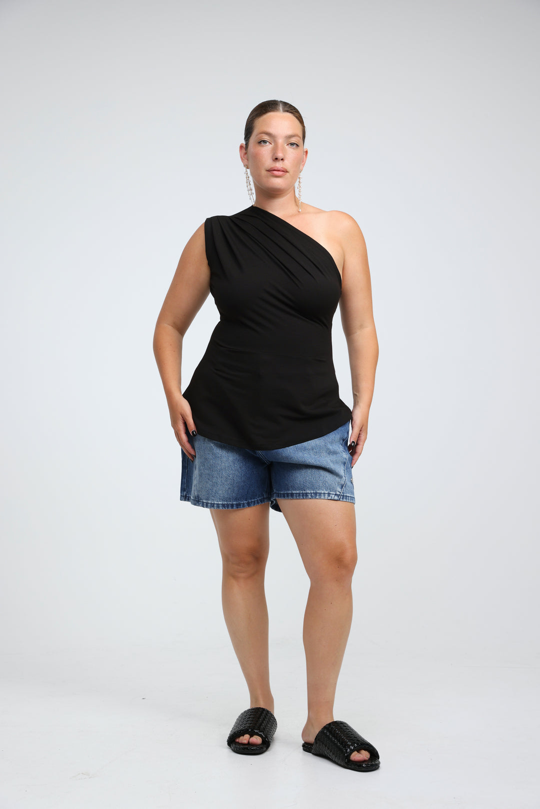 Romance Black One Shoulder Top