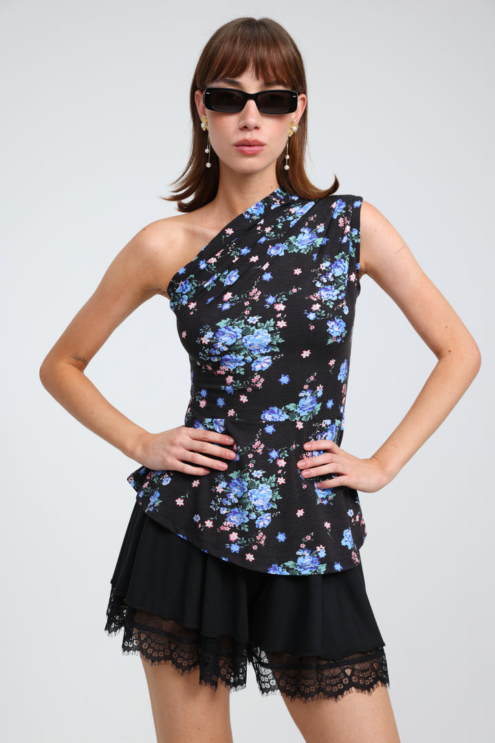 Romance Floral One Shoulder Top