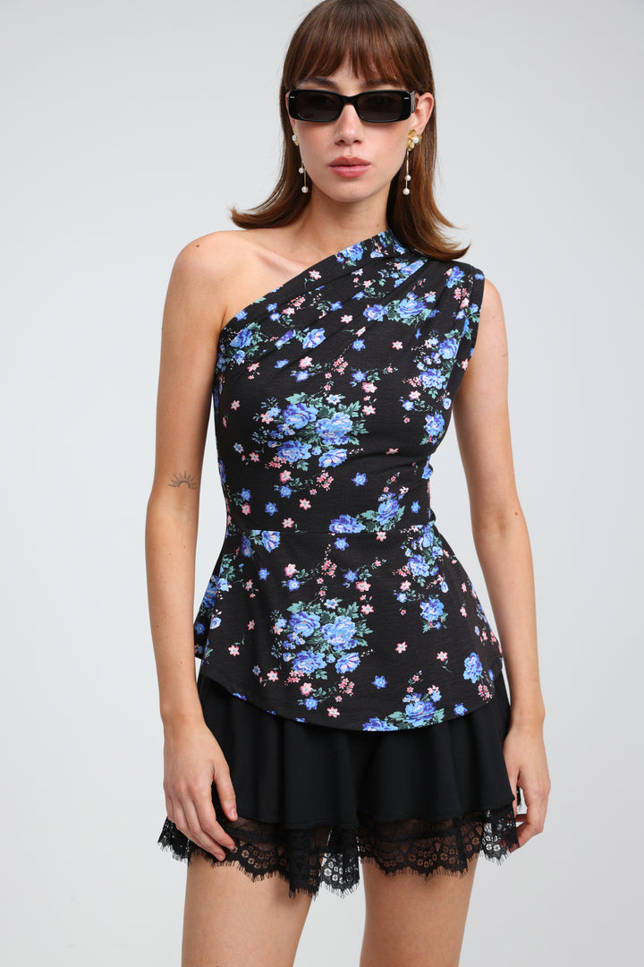 Romance Floral One Shoulder Top