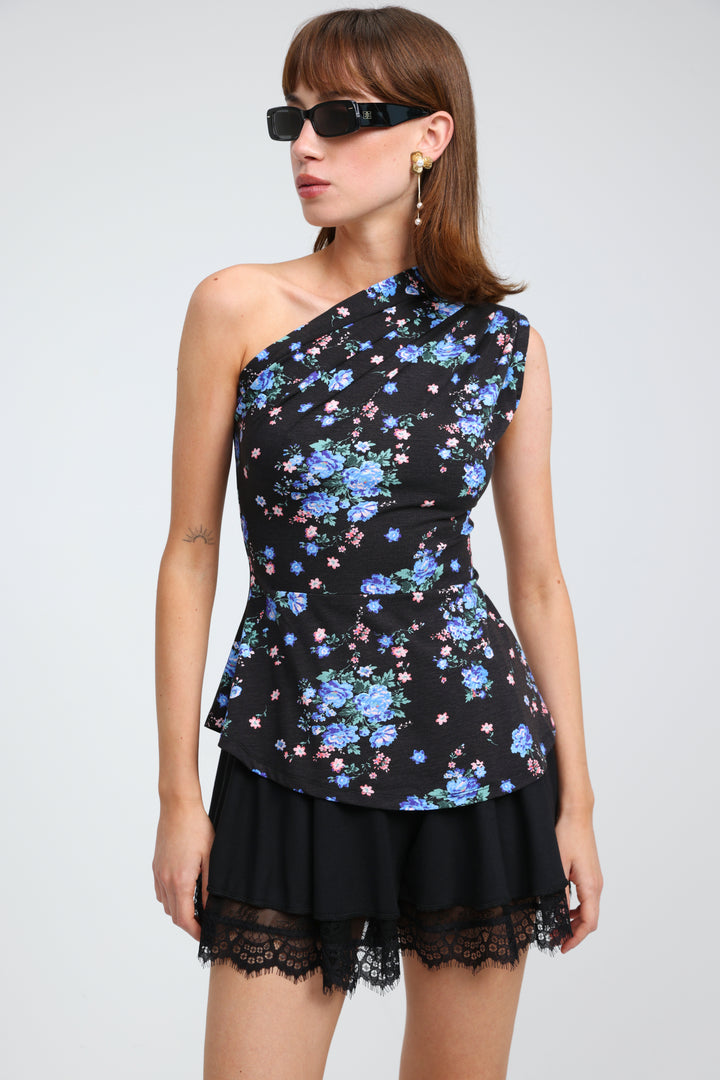 Romance Floral One Shoulder Top