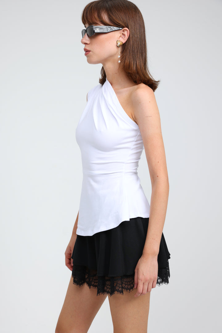 Romance White One Shoulder Top