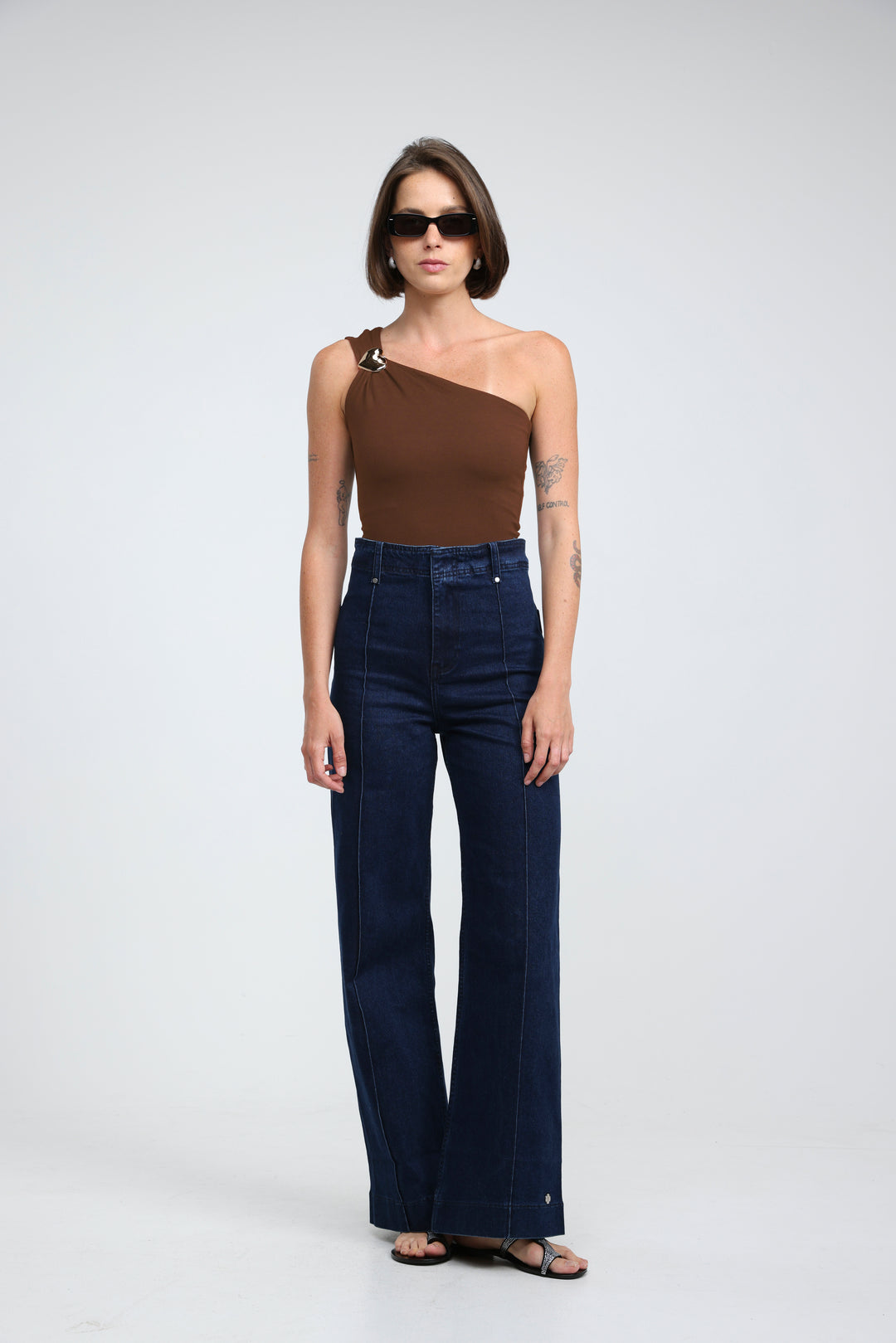 Spotlight Brown One Shoulder Bodysuit
