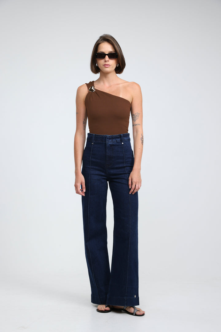 Spotlight Brown One Shoulder Bodysuit