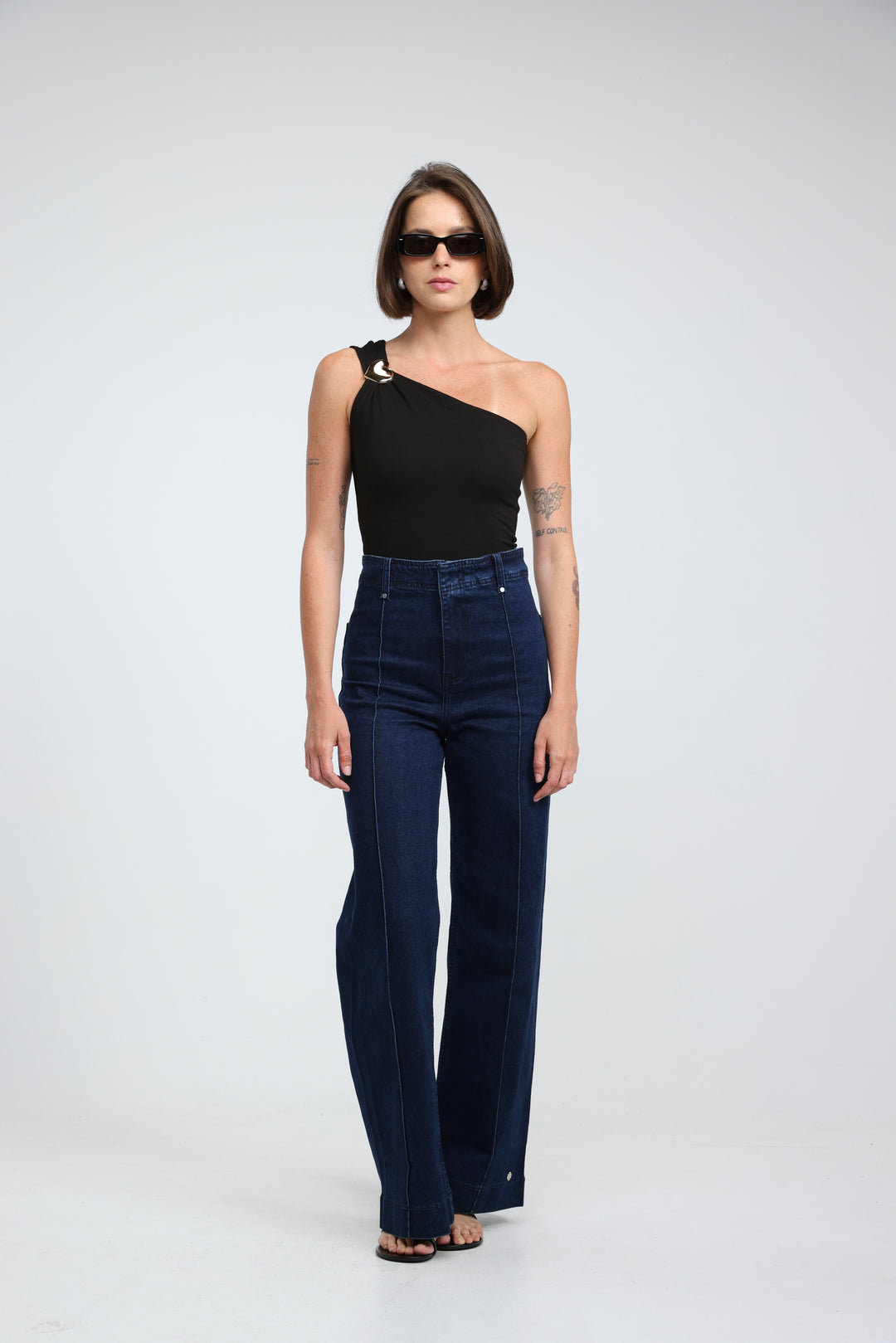 Spotlight Black One Shoulder Bodysuit