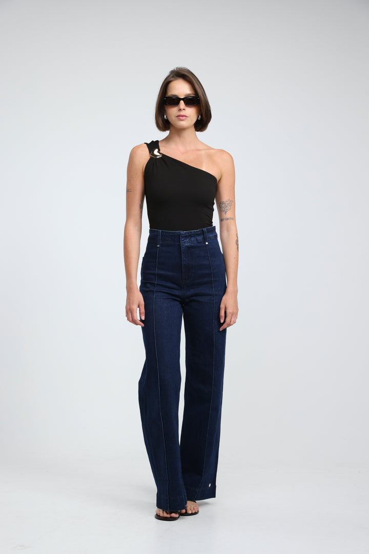 Spotlight Black One Shoulder Bodysuit