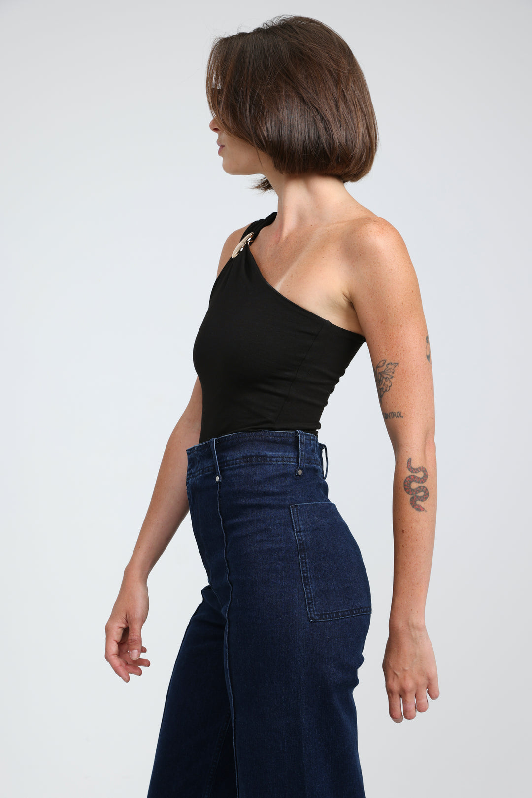 Spotlight Black One Shoulder Bodysuit