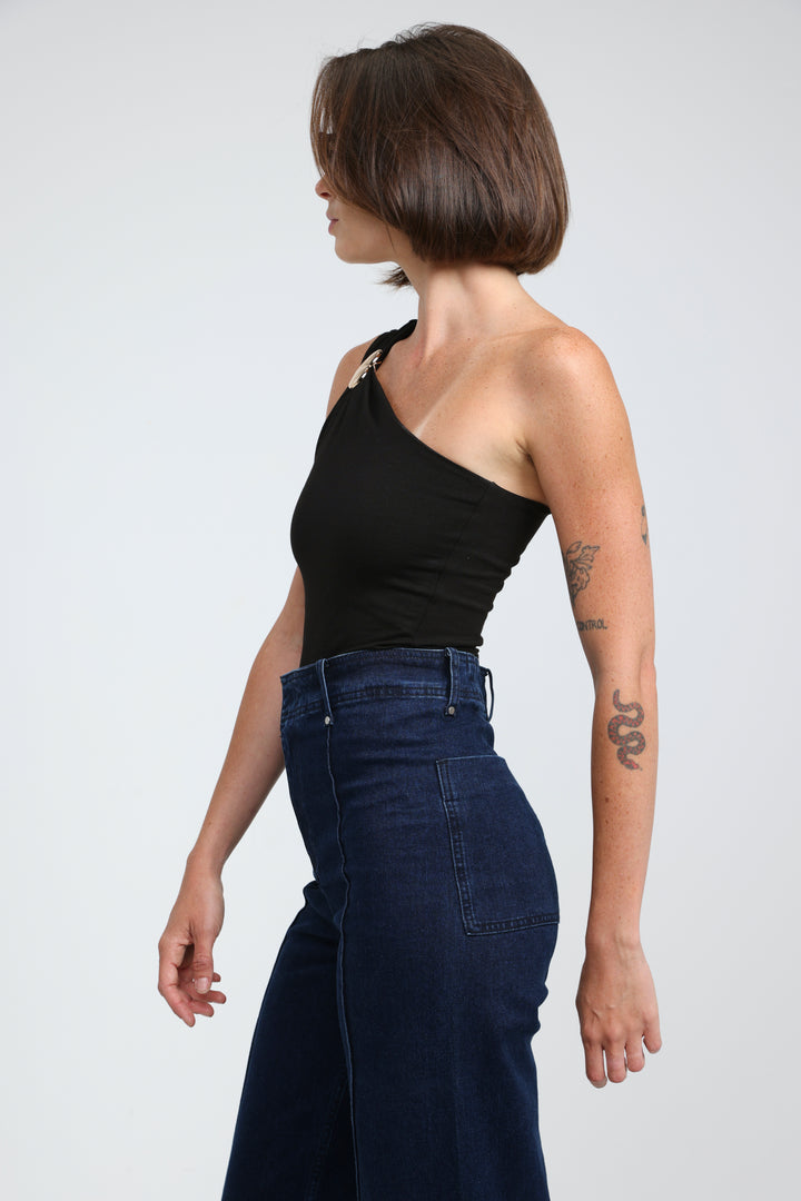 Spotlight Black One Shoulder Bodysuit