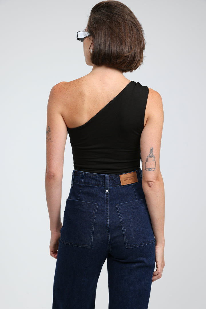 Spotlight Black One Shoulder Bodysuit