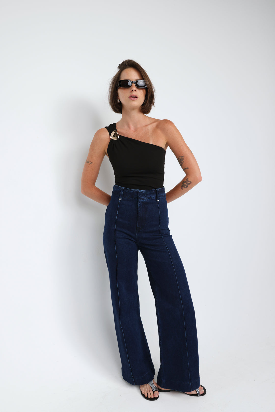 Spotlight Black One Shoulder Bodysuit