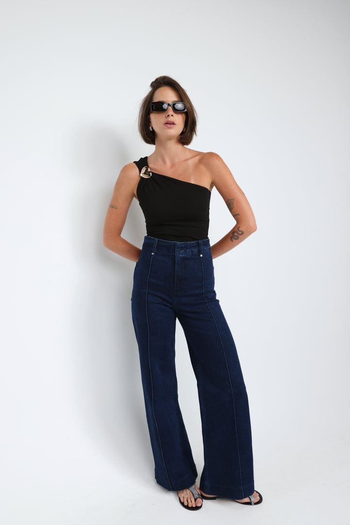 Spotlight Black One Shoulder Bodysuit