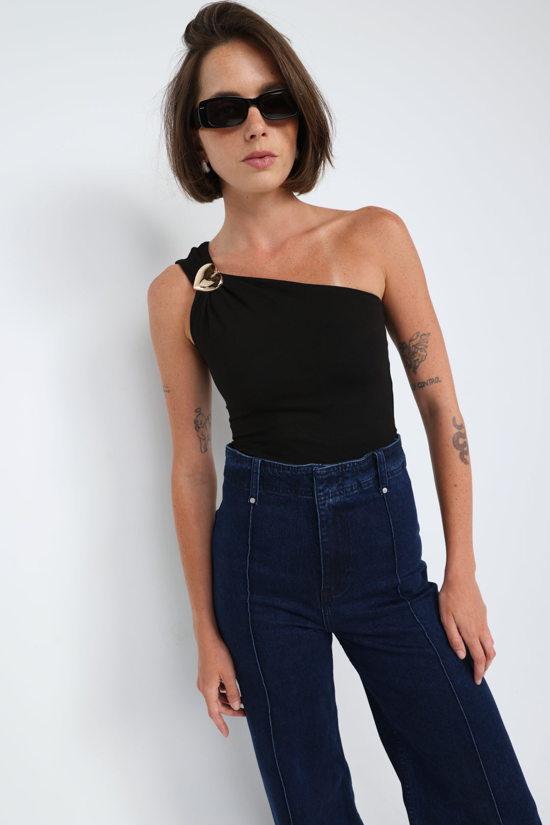 Spotlight Black One Shoulder Bodysuit