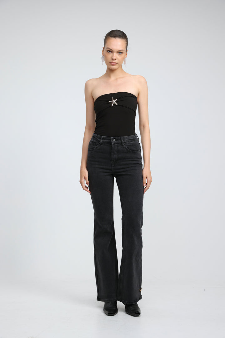 Icon Black Star Strapless Top