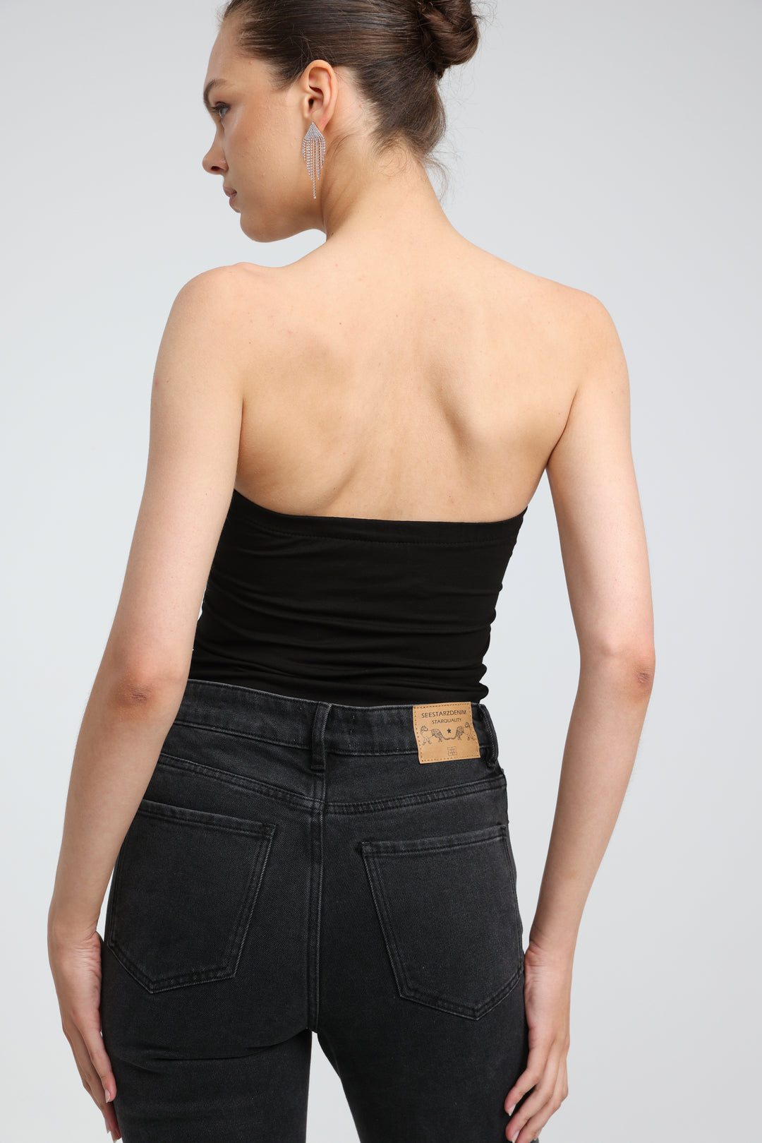 Icon Black Star Strapless Top