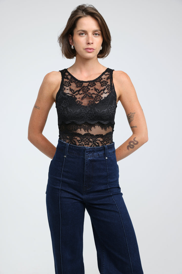 Drama Black Bodysuit