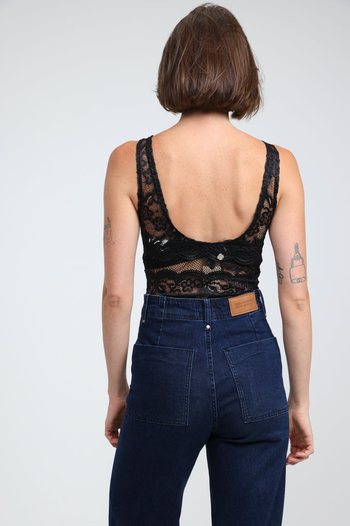 Drama Black Bodysuit