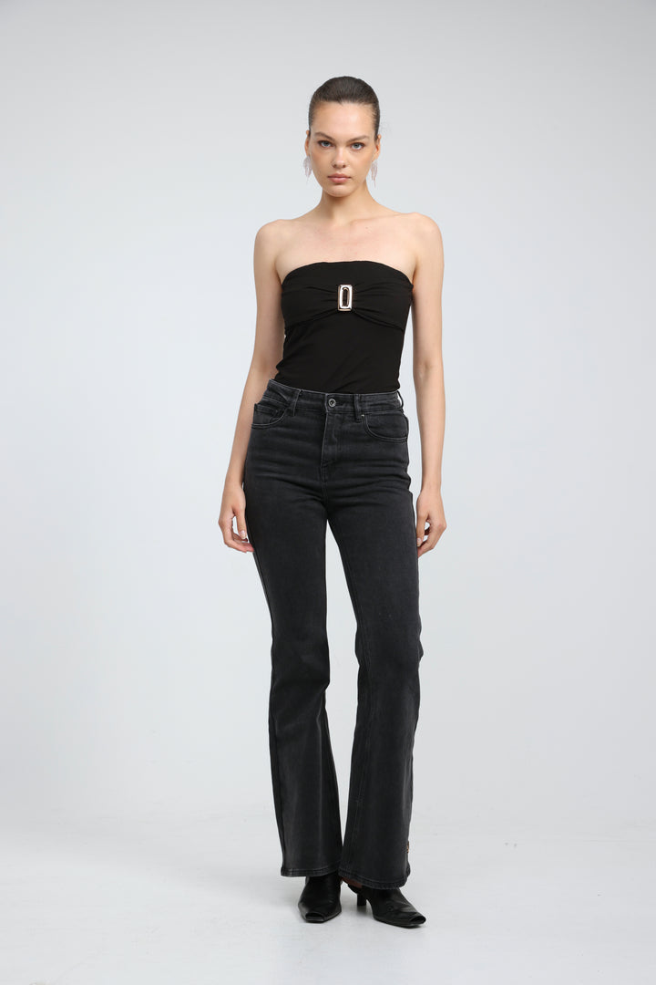Icon Black Square Strapless Top