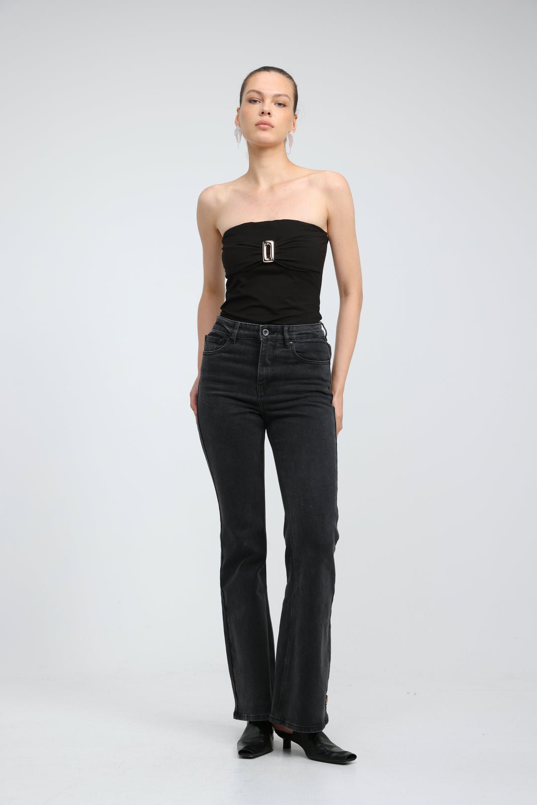 Icon Black Square Strapless Top