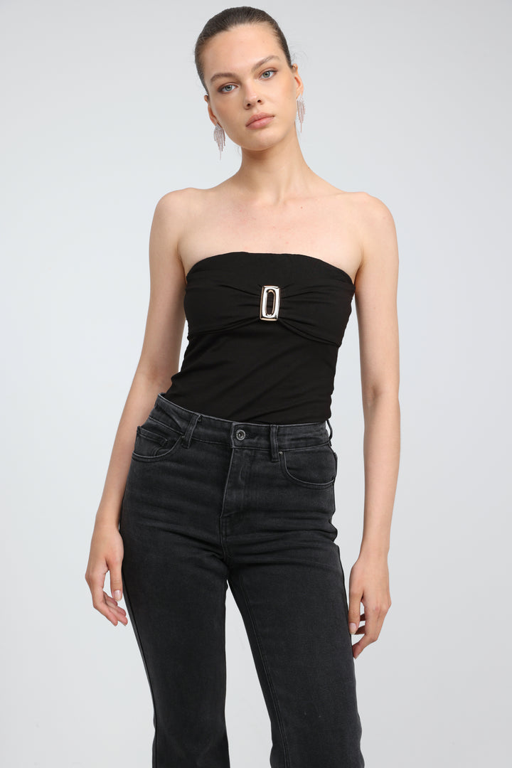 Icon Black Square Strapless Top