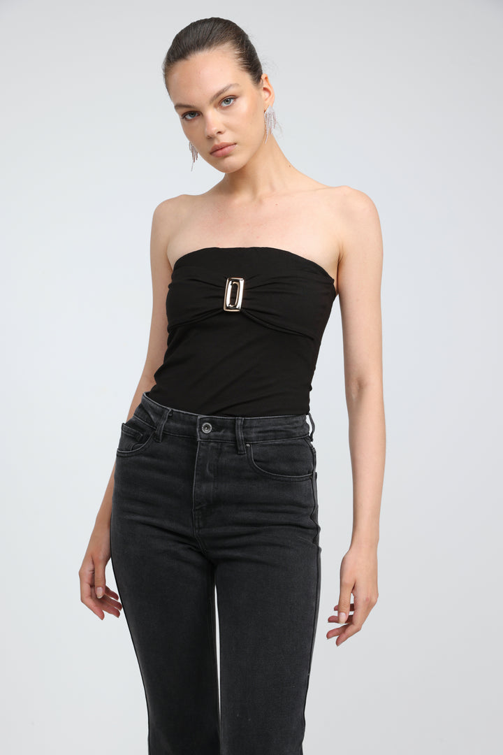Icon Black Square Strapless Top